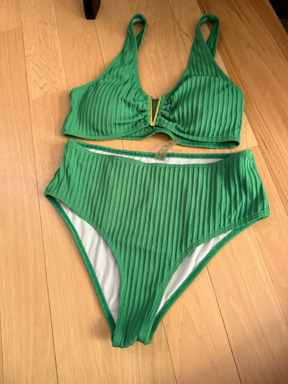 Shein Ribbed Green Bikini